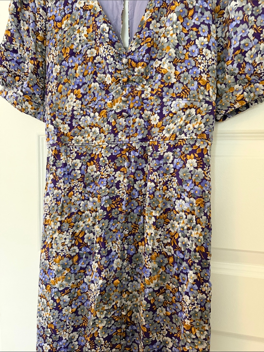 Anthropologie Lavender Floral Wrap-Style Maxi Dress - Picture 5 of 9